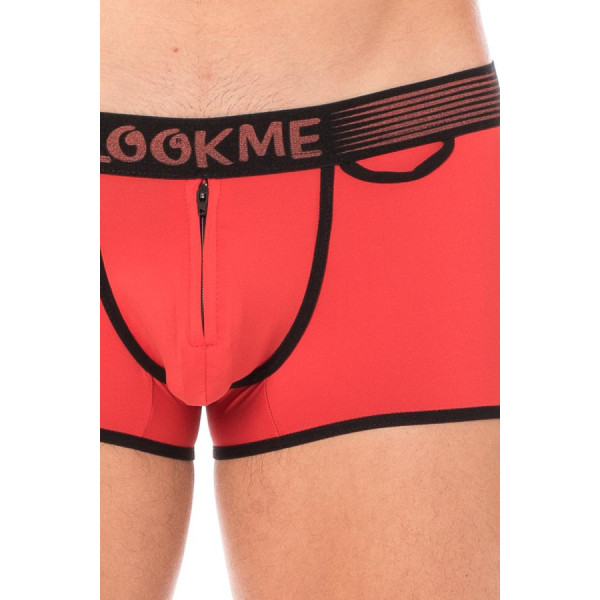 Mini-Pants rouge échancré avec zip 